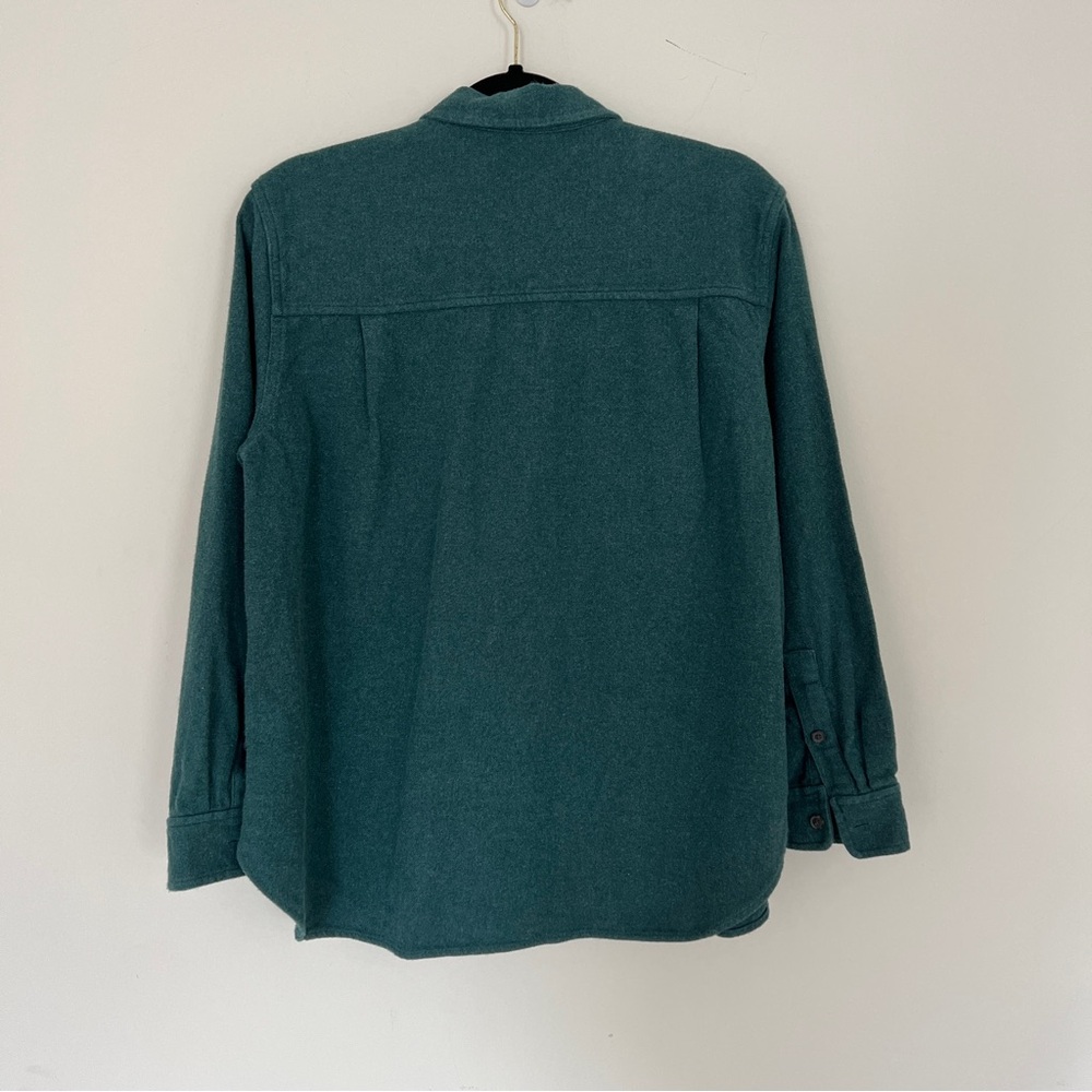 Madewell Teal Green Flannel Button Down Shirt Medium Oversized Ex-Boyfriend Top - Picture 7 of 10